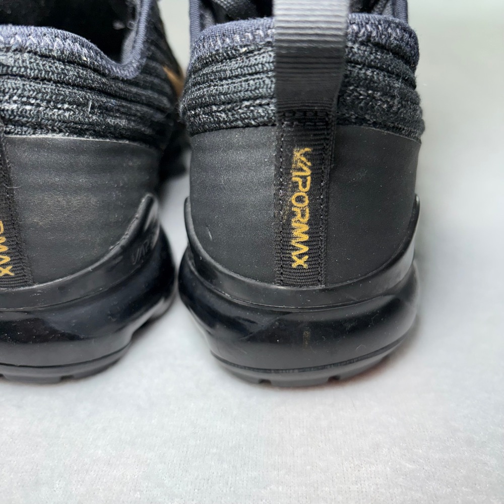 Nike Air VaporMax Flyknit 3 Black Metallic Gold Kids 5Y BQ5238-004 Womens 7 - Picture 7 of 14
